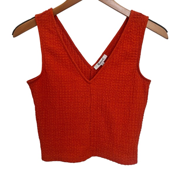 Madewell Tops - Madewell Burnt Orange Crinkle Crop Tank Top Size XS
